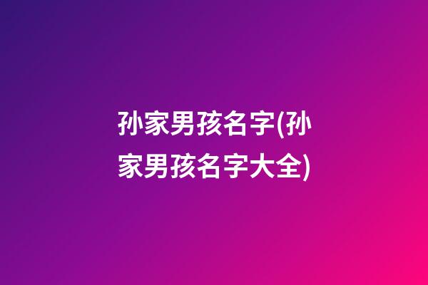 孙家男孩名字(孙家男孩名字大全)