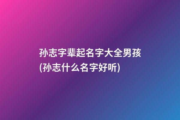 孙志字辈起名字大全男孩(孙志什么名字好听)
