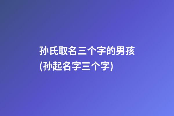 孙氏取名三个字的男孩(孙起名字三个字)