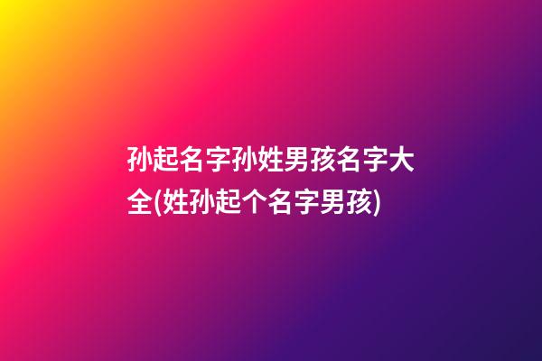 孙起名字孙姓男孩名字大全(姓孙起个名字男孩)