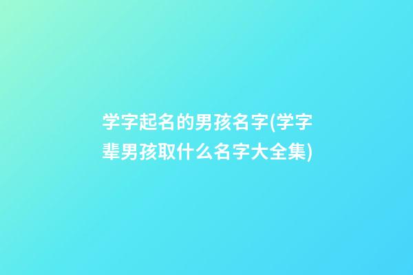 学字起名的男孩名字(学字辈男孩取什么名字大全集)