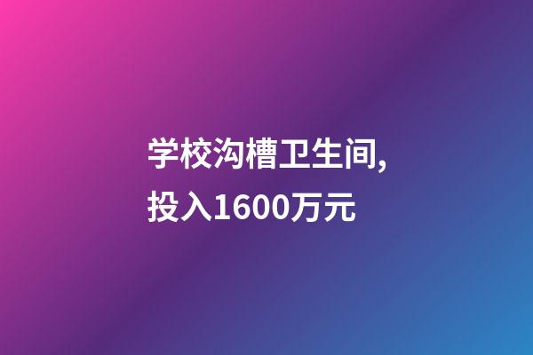 学校沟槽卫生间,投入1600万元-第1张-观点-玄机派
