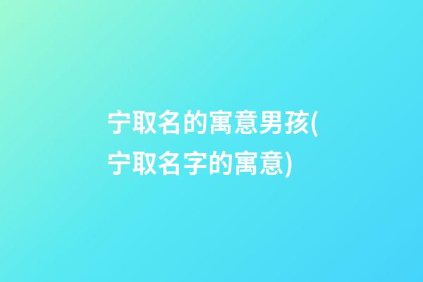 宁取名的寓意男孩(宁取名字的寓意)