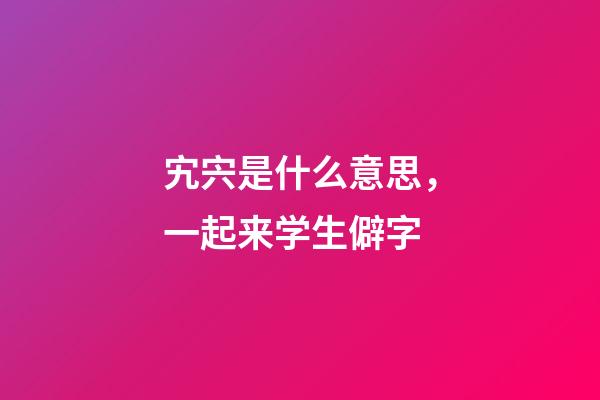 宄宍是什么意思，一起来学生僻字-第1张-观点-玄机派