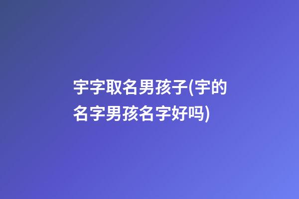 宇字取名男孩子(宇的名字男孩名字好吗)