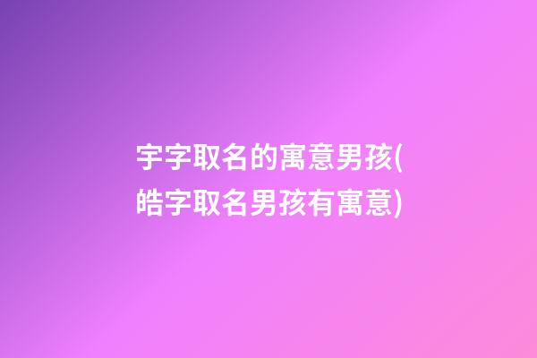 宇字取名的寓意男孩(皓字取名男孩有寓意)