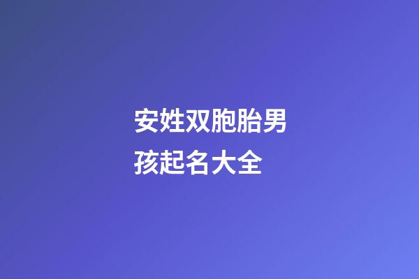 安姓双胞胎男孩起名大全