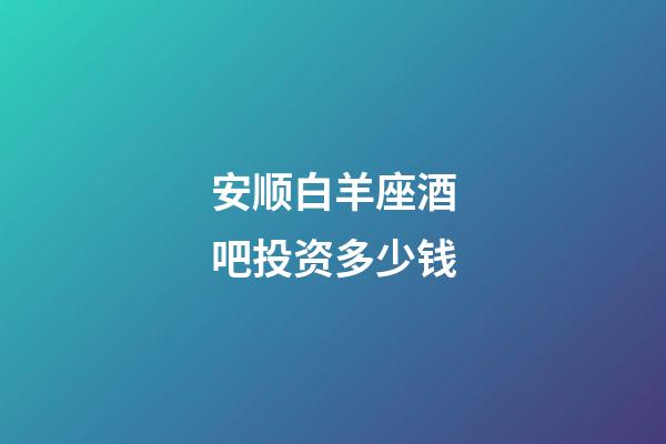 安顺白羊座酒吧投资多少钱