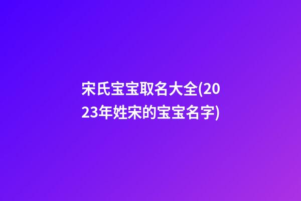 宋氏宝宝取名大全(2023年姓宋的宝宝名字)