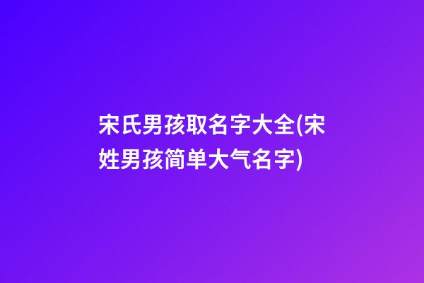 宋氏男孩取名字大全(宋姓男孩简单大气名字)