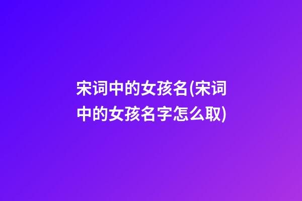 宋词中的女孩名(宋词中的女孩名字怎么取)