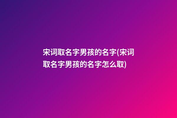 宋词取名字男孩的名字(宋词取名字男孩的名字怎么取)