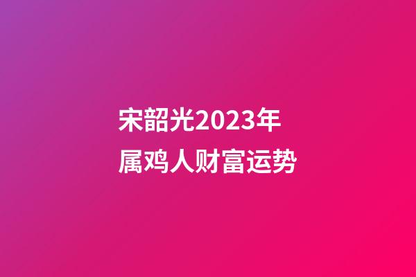 宋韶光2023年属鸡人财富运势