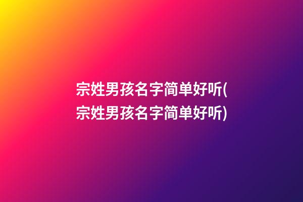 宗姓男孩名字简单好听(宗姓男孩名字简单好听)
