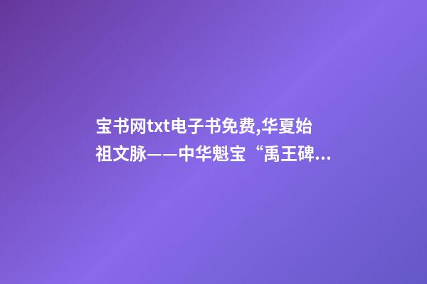 宝书网txt电子书免费,华夏始祖文脉——中华魁宝“禹王碑”传奇-第1张-观点-玄机派