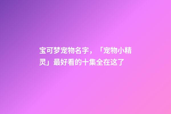 宝可梦宠物名字，「宠物小精灵」最好看的十集全在这了-第1张-观点-玄机派