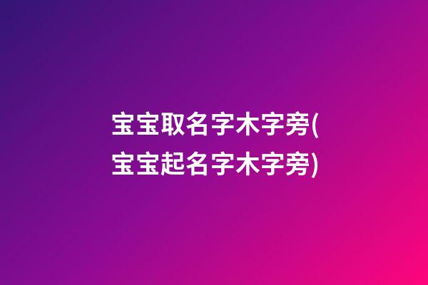 宝宝取名字木字旁(宝宝起名字木字旁)