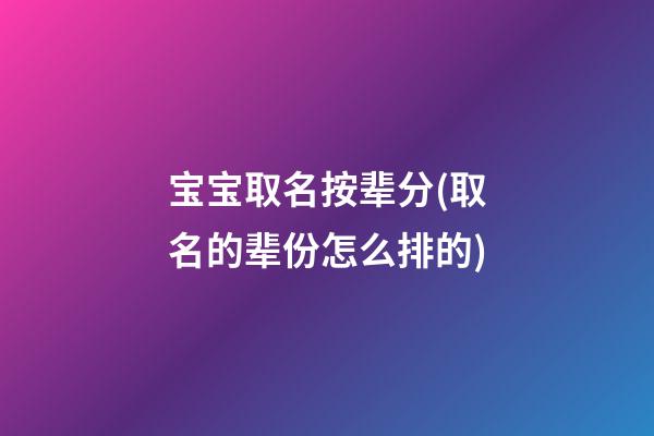 宝宝取名按辈分(取名的辈份怎么排的)