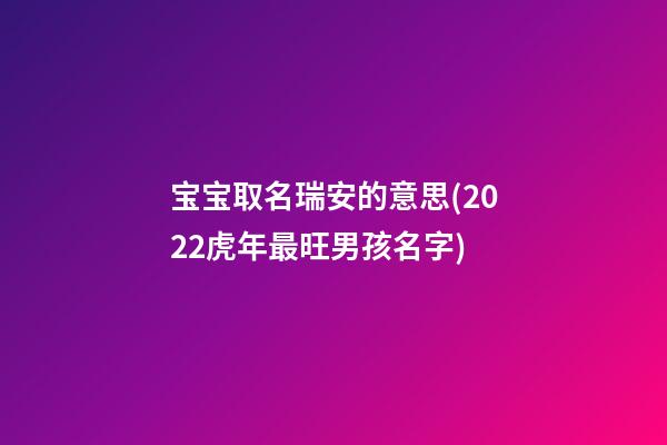 宝宝取名瑞安的意思(2022虎年最旺男孩名字)