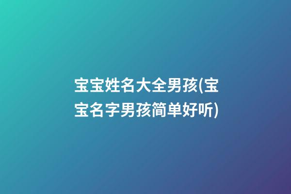 宝宝姓名大全男孩(宝宝名字男孩简单好听)