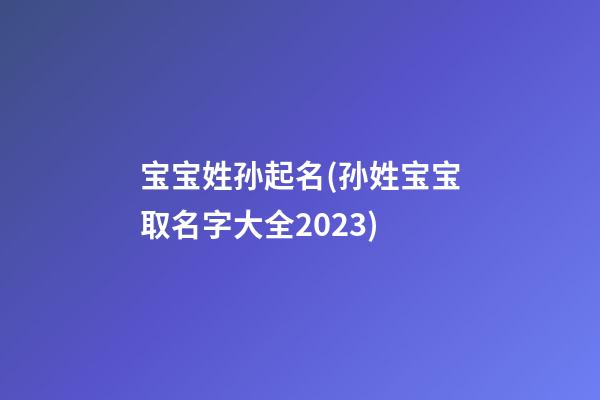 宝宝姓孙起名(孙姓宝宝取名字大全2023)