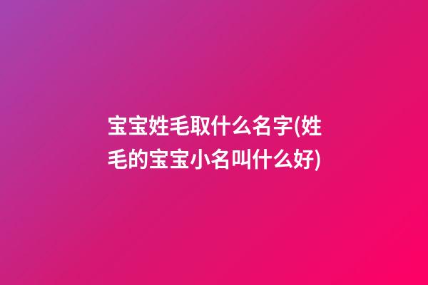 宝宝姓毛取什么名字(姓毛的宝宝小名叫什么好)
