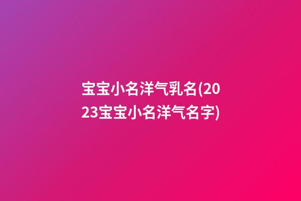 宝宝小名洋气乳名(2023宝宝小名洋气名字)