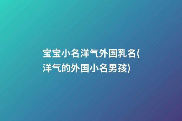宝宝小名洋气外国乳名(洋气的外国小名男孩)
