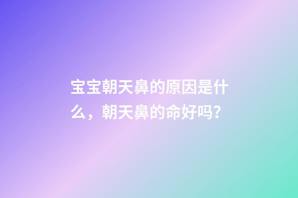 宝宝朝天鼻的原因是什么，朝天鼻的命好吗？