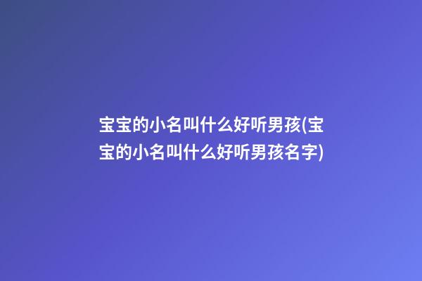 宝宝的小名叫什么好听男孩(宝宝的小名叫什么好听男孩名字)