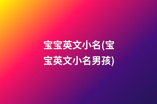 宝宝英文小名(宝宝英文小名男孩)