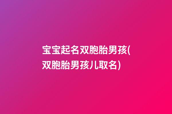 宝宝起名双胞胎男孩(双胞胎男孩儿取名)
