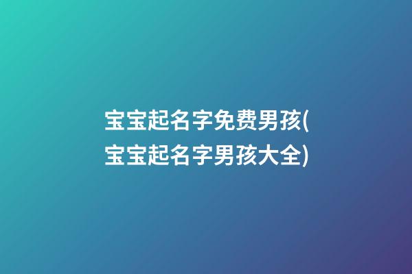 宝宝起名字免费男孩(宝宝起名字男孩大全)