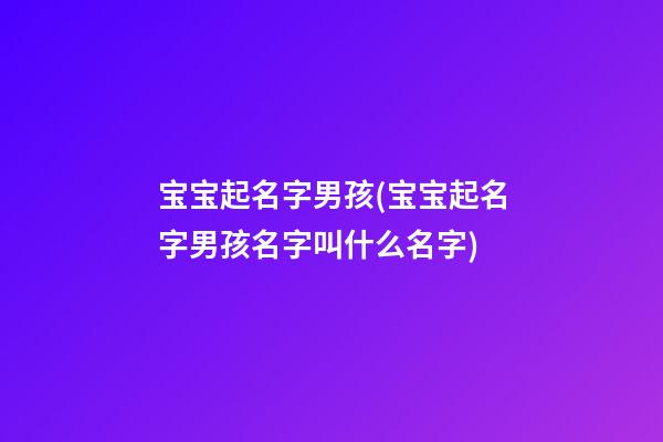 宝宝起名字男孩(宝宝起名字男孩名字叫什么名字)