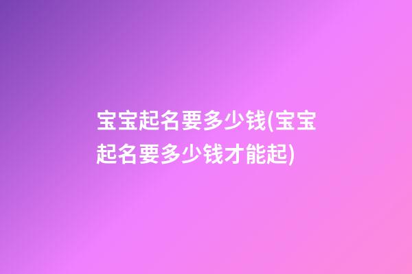 宝宝起名要多少钱(宝宝起名要多少钱才能起)