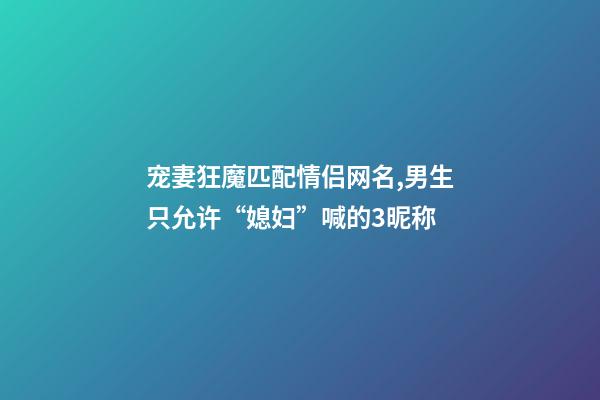 宠妻狂魔匹配情侣网名,男生只允许“媳妇”喊的3昵称-第1张-观点-玄机派