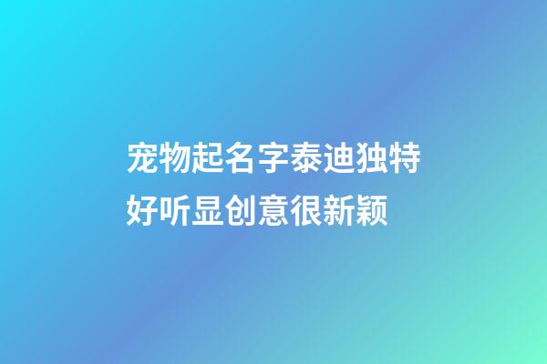 宠物起名字泰迪独特好听显创意很新颖