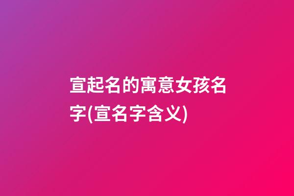 宣起名的寓意女孩名字(宣名字含义)