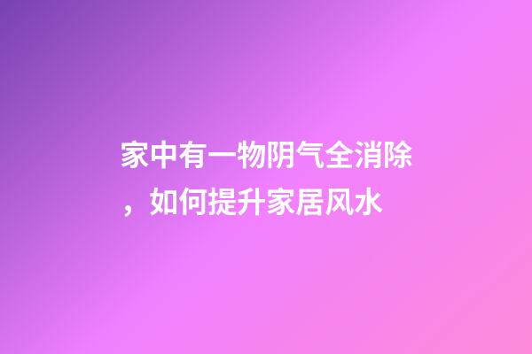 家中有一物阴气全消除，如何提升家居风水