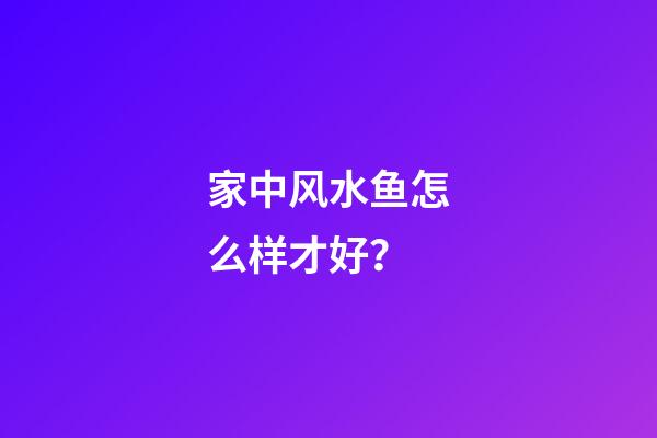 家中风水鱼怎么样才好？