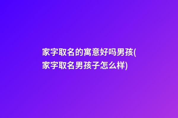 家字取名的寓意好吗男孩(家字取名男孩子怎么样)