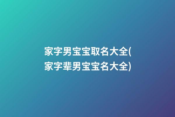 家字男宝宝取名大全(家字辈男宝宝名大全)