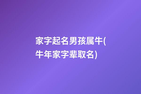家字起名男孩属牛(牛年家字辈取名)