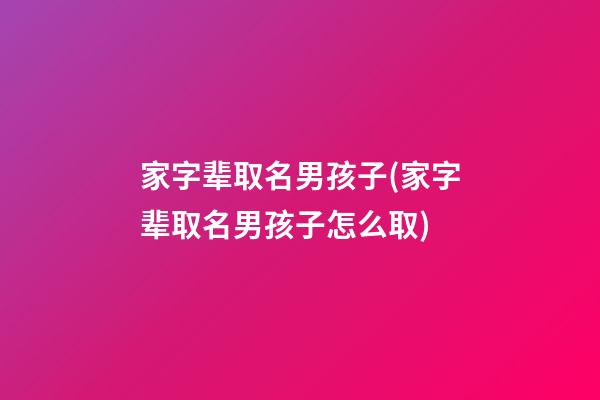 家字辈取名男孩子(家字辈取名男孩子怎么取)