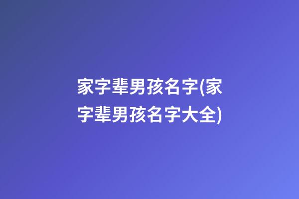 家字辈男孩名字(家字辈男孩名字大全)