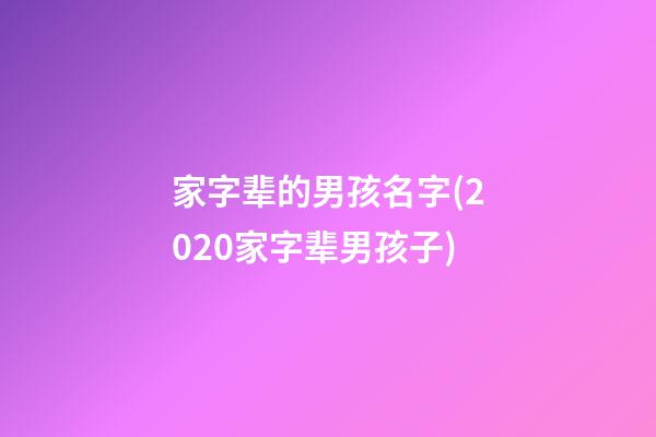家字辈的男孩名字(2020家字辈男孩子)