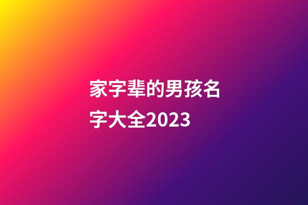家字辈的男孩名字大全2023