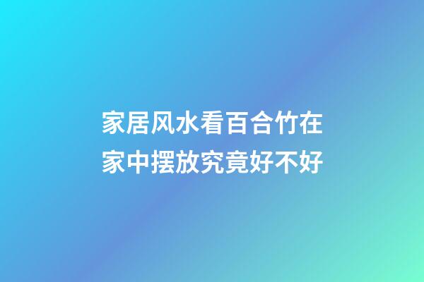 家居风水看百合竹在家中摆放究竟好不好