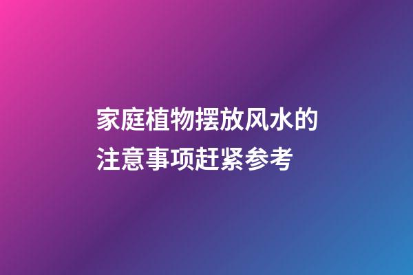 家庭植物摆放风水的注意事项赶紧参考