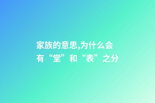 家族的意思,为什么会有“堂”和“表”之分-第1张-观点-玄机派